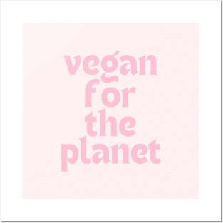 Vegan For The Planet Typography Design Soft Pink Posters and Art